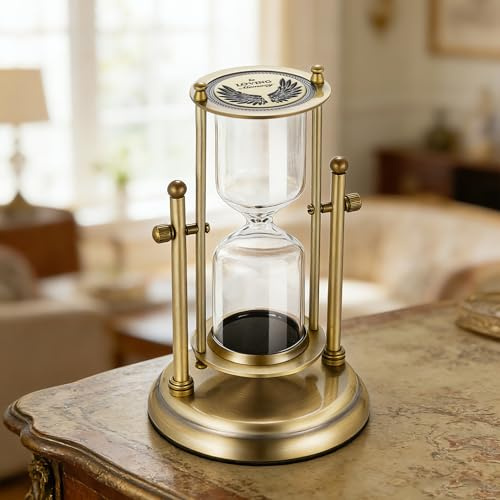 Abooxiu Rotierende Sanduhr-Urne für menschliche Asche – Bronze-Zinkglas – 0,1 kg Kapazität – 10,9 cm Durchmesser x 17,8 cm Höhe – Gedenkurne für Asche