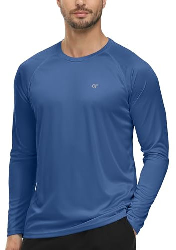 Tyhengta UV-Schutz T-Shirt Herren Schnell Trocknende Strand Schwimmhemden Sommer Langarm Shirt Sonnenschutz Rashguard Dunkelblau,M