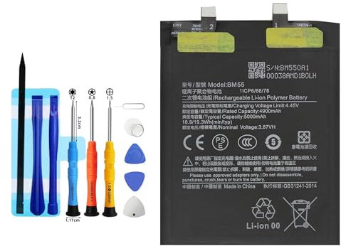 Vvuilsty BM55 Ersatzakku für Xiaomi Mi 11 Pro Mi 11 Ultra,Rechargeable 0 Cycle Battery kompatibel mit Xiaomi Mi 11 Pro M2102K1AC Mi 11 Ultra M2102K1G M2102K1C with Repair Tool Kits