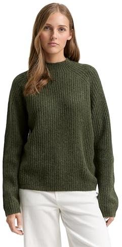 Tom Tailor Denim Damen Relaxed Fit Strickpullover mit Stehkragen