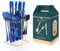 FATASH Cutlery Set for 1-6 People, 24pcs Stainless Steel Silverware with Hanging Stand, Mirror Polished Flatware Tea Spoon, Fork, Butter Knife, Smooth Edges & Dishwasher Safe Dinner Tableware Blue