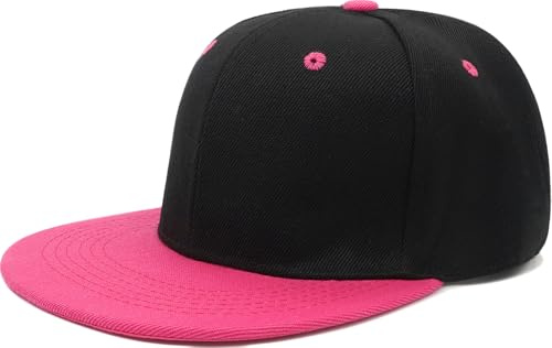 YeeHeen Casquette snapback à visière plate réglable Hip Hop Casquette de baseball pour homme et femme, Noir/rose/rouge., Taille unique