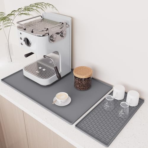 BLESWIN Alfombrilla de Silicona Grande para cafetera, 40 × 60 cm, Plegable y Antideslizante,Apta para fregaderos de Cocina y Secado de vajilla