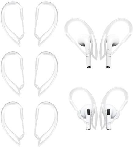 Ear Hooks Compatible with AirPods 1 AirPods 2 AirPods 3 AirPods Pro/Pro 2, 3 Pairs Silicone Soft Anti-Slip Sport Ear Hooks Accessories Compatible with Apple AirPods Adjustable Ear Holder(Transparent)