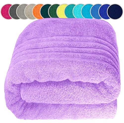 Lashuma Saunahandtuch London extra langes Saunatuch 80x220 cm Flieder Lila | 500 g/m² Frottee aus 100% Baumwolle, flauschig & saugstark. Ideales Liegetuch für Sauna, Garten- & Poolliege
