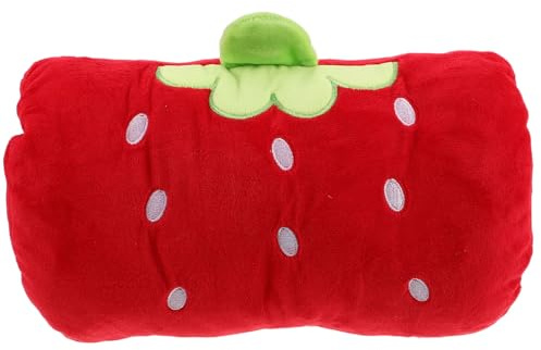 Gogogmee Erdbeerförmiges Plüschhandkissen mit Füllung Weiches Kuschelkissen für Mädchen Vielseitiges Handwärmer Kissen für Büro und Reise