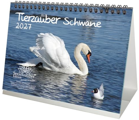 Tierzauber Schwäne DIN A5 Tischkalender für 2027 Enten - Seelenzauber