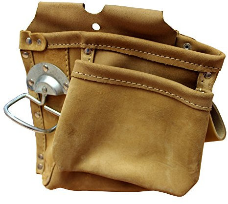 bauCompany24 Werkzeugtasche, Spaltleder, 2 Taschen, 1 Halter, 1 Schlaufe