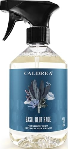 Caldrea Multi-surface CounterTop Spray Cleaner, Made With Vegetable Protein Extract, Basil Blue Sage, 16 Fl Oz