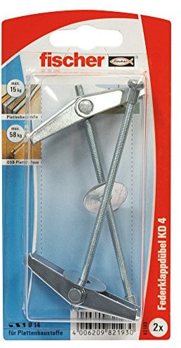 Fischer Chevilles basculantes KD 4 K SB-Karte, contenu : 2 chevilles à ressort rabattables 082193