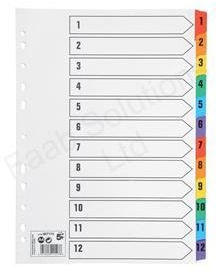 5 Star Index 150gsm Card with Coloured Mylar Tabs 1-12 A4 White