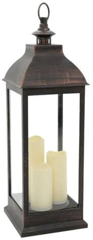 Smart Garden Giant Cream Battery Powered Lantern with 3 Candles in Copper or Cream (Bronze) 1950010rb