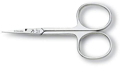 3 Claveles - Tijera Cutículas Recta 9 Cm Manicura Profesional, Para Cortar Cutículas, Acero Carbono, Niquelada, Tijera Recta, 44 g