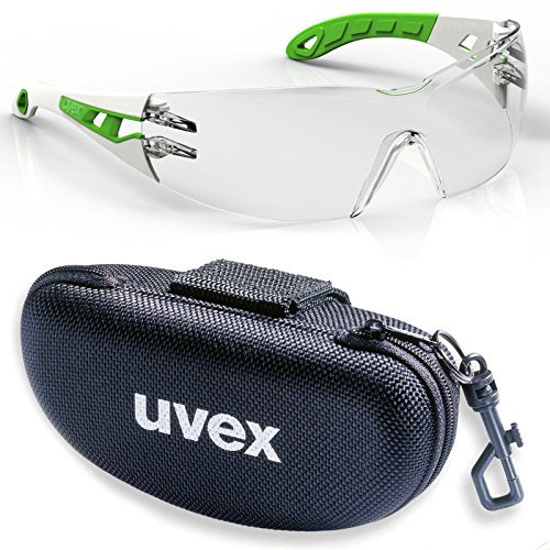uvex Schutzbrille pheos s supravision excellence klar weiß/grün im Set inkl. Brillenetui, Sicherheitsbrille, Arbeitsschutzbrille