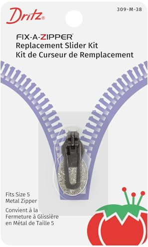 Dritz 309-M-38 Fix-A-Zipper Ersatzschieber-Set für Größe 5, Metall-Reißverschluss, Messing antik-Optik, Replacement Slider Kit for Size 5 Metal