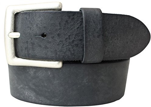 Gürtel aus weichem Vollrindleder Used-Look 4 cm | Jeans-Gürtel für Damen Herren 40mm | Ledergürtel Vintage-Look | Schwarz 85cm