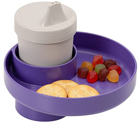 My Travel Tray Round, fabricado en Estados Unidos. Convierte fácilmente tu portavasos existente en una bandeja y portavasos para uso en un asiento de coche, elevador, cochecito, carrito de golf y