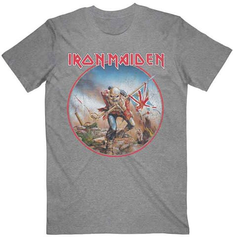 Rock Off Iron Maiden 'Trooper Vintage Circle' (Grey) T-Shirt (2 Extra Large)