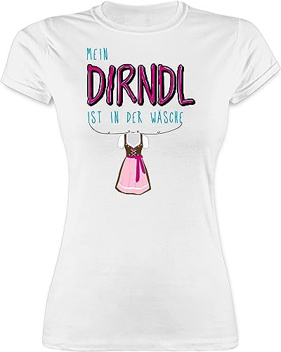 Shirt Damen - Kompatibel mit Oktoberfest - Mein Dirndl ist in der Wäsche - S - Weiß - trachtenoberteile trachtenshirt bayrische dirnl Tshirt trachtenshirts Trachten t Shirts bayrisch dindel
