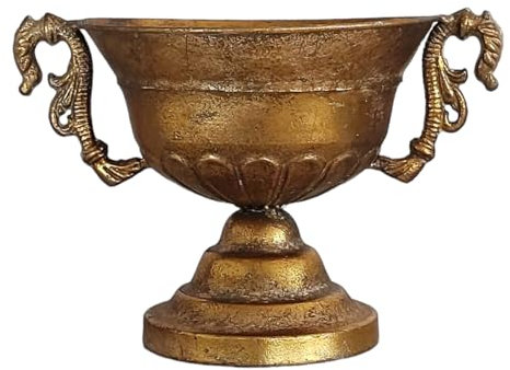 Pokal Amphore Dekovase Vase Blumenvase Antik Metall Vintage Deko Retro Design (LN52-8 16 cm Hoch Gold)