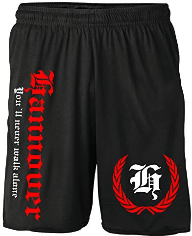 Hannover Kranz Shorts | Fussball Sport Sommer Ultras Kurze Hose Sporthose (L, Schwarz Kranz M2)