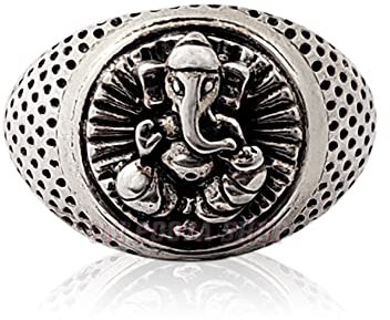 Om Pooja Shop Vighna Vinashak Ganesha Ring reines Silber