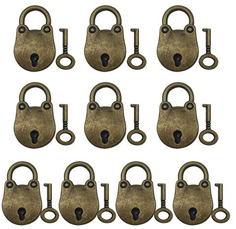 Zliger 10 Piezas Candado Vintage Multiusos Cerradura de Llave con Llaves Mini Candados Aleación de Zinc Cerradura de Llave para Artículos Pequeños Joyas Caja de Equipa