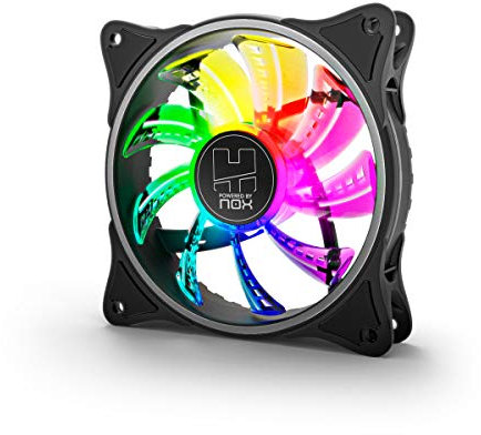 NOX XTREME PRODUCTS Hummer A-FAN – Ventilador PC 120 mm LED ARGB Rainbow, ultra silencioso con pads antivibración, gran flujo de aire, conector 3 pines, negro