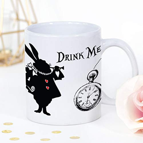 Thoughtful Gifts Personalised Alice in Wonderland Mug, 11 oz, Porcelain, Glossy Finish, Dishwasher Safe, Custom Gift for Her
