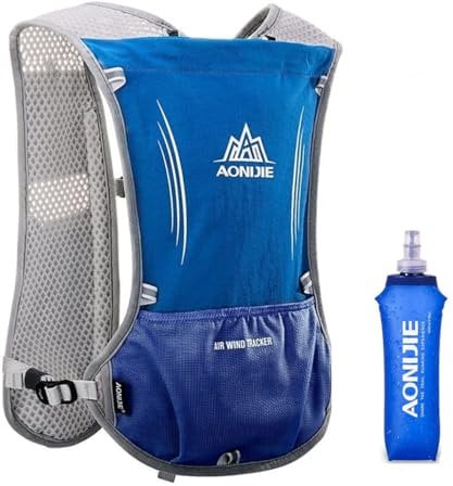 5L Sac à Dos d'hydratation vélo en Plein air Course à Pied Cyclisme randonnée Escalade Ski Chasse Sac(Bleu - avec 1 Bouteilles d'eau Souple (500ML))