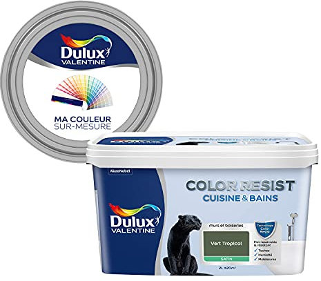 Ma Couleur Sur-Mesure par Dulux Valentine – Peinture Intérieure Murs, Plafonds, Boiseries - Palette Créativité, Cuisine & Bain Satin, Vert Tropical , 2 L