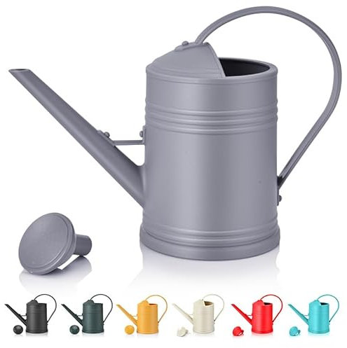 Watering Can for Indoor Plants, Flower Watering Can Outdoor for House Plants Garden Flower, Small Watering Can Indoor Long Spout with Sprinkler Head (1/2 Gallon, Grey)