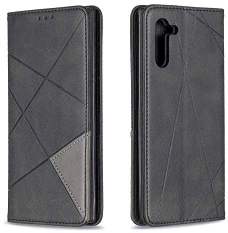 Posanter Kompatibel mit Samsung Galaxy Note 10 Hülle, Leder Brieftasche Flip Handytasche Schutzhülle Klapphülle, 360 Grad TPU Stoßfest Leder Hülle mit [Magnetisch, Kartenfach, Standfunktion] (Schwarz)