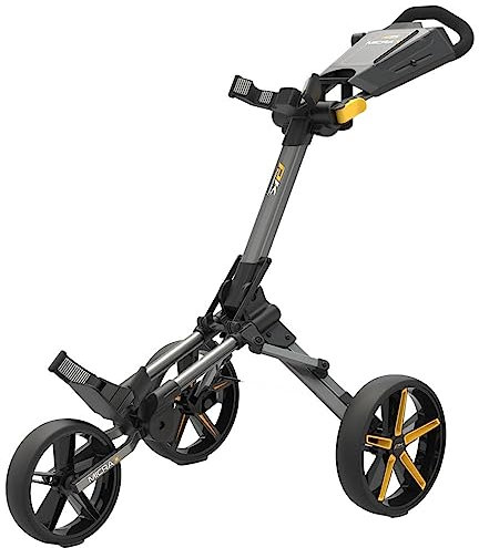 PowaKaddy Unisex Micra Push Cart Golftrolley - Gun Metal/Yellow - One Size