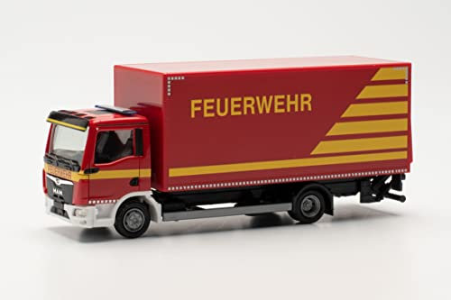 herpa 096829 Man Man TGL CC Koffer-LKW mit Ladebordwand „Feuerwehr Einsatzleitung“ Modell Auto Miniaturmodelle Kleinmodell Sammlerstück Detailgetreu, Mehrfarbig
