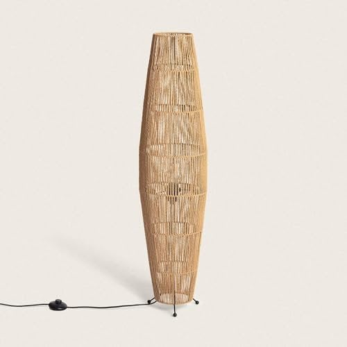 LEDKIA LIGHTING - Lampadaire Papier Tressé Mahali | E27 Compatible | IP20 pour Intérieur | Design Naturel pour Salon, Chambre, Cuisine | Légèreté et Résistance, Naturel