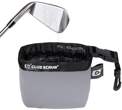 Club Scrub Reinigungsbeutel für Golfschläger und Bälle, wasserdichtes Innenfutter mit Clean-Face-Technologie, maschinenwaschbar, trockene Außenseite, Clip abnehmbar, aus Neopren oder Mikrofaser