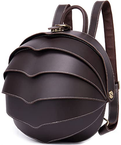 ELMAIN Persönlichkeit Rucksack Kreative Crazy Horse Cowhide Herren Tasche Käfer Rucksack Trendy Kühle Rucksack brown- Large
