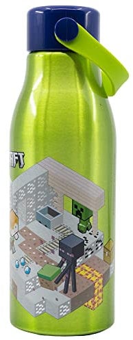 Stor Botella de agua infantil de aluminio de 760 ml con asa en el tapón de Minecraft