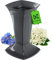 KADAX Vase funéraire avec socle, vase de cimetière en plastique, vase à fleurs pour pierre tombale, décoration funéraire, vase funéraire, vase sur pied pour la tombe (graphite/basse)