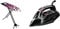 Mabel Home Space Saving Ironing Board, Easy Storage, Adjustable Height + Extra Cover, Black, One Size & Russell Hobbs Powersteam Ultra 3100 W Vertical Steam Iron 20630 - Black and Grey