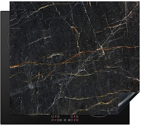 KitchenYeah© Copri Piano Cottura Induzione 59x52 cm Coprifornelli Fornello Proteggi Tutto per la Cucina Fornelli Marmo - Nero - Oro - Grigio - Struttura in marmo