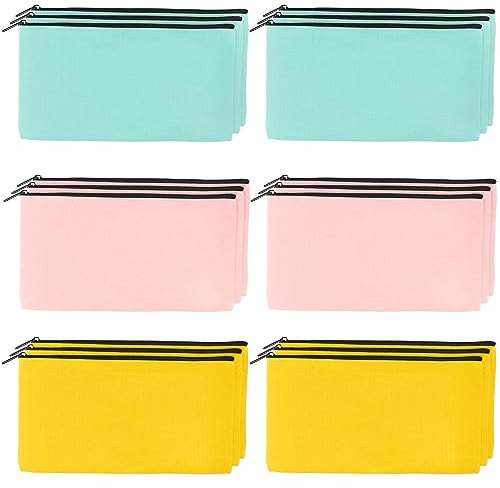 IIRC Stoffbeutel zum Bemalen 18STK DIY Blanko Stoff Federmäppchen 20.8 x 12 cm Federmäppchen zum Bemalen Stofftasche zum Bemalen (Gelb + Rosa + Teal)