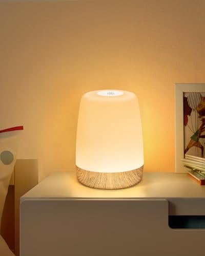 FOMYHEARD Kleine Tischlampe Kabellos, LED Nachttischlampe Touch Dimmbar mit Warmes Licht & 256 RGB Farbwechsel, Lampe Akku Aufladbar Stilllicht Dimmbar mit Timer, Nachtlicht Kinder für Schlafzimmer