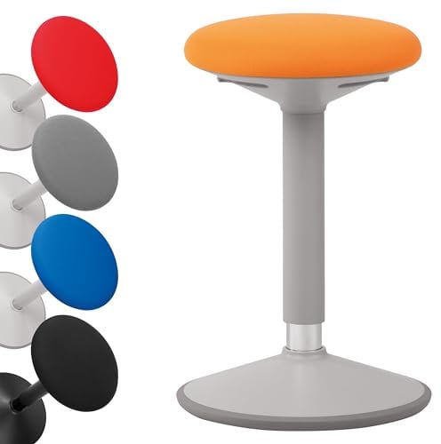 boho office® Stehhilfe, Sitzhilfe, Ergonomischer Hocker, Stehhocker, Stehsitz, Orange, Kunststoff, Gummifuß, 56-81 cm höhenverstellbar