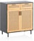 Wohnling Sideboard 80x86,5x40 cm Kommode Schwarz mit Wiener Geflecht, Hoher Kommodenschrank Zeitlos, Standschrank Wohnzimmer mit 2 Türen und Schubladen, Anrichte Rattan