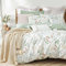 Sedefen Housse de Couette 220x240cm Vert Blanc Feuilles Floral Fleurs Ado Adultes Parure de Lit 2 Personnes avec Fermeture Éclair Housse Couette en Microfibre avec 2 Taies d'oreiller 65x65 cm