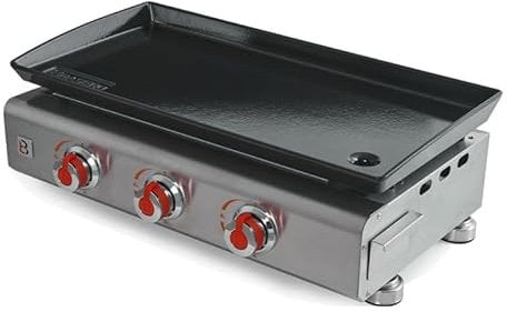 BRASERO - Plancha Silvia II INOX 3 Feux Surface Cuisson 67 x 34 cm - 3 brûleurs - Plaque Fonte - Piezo intégré - Tiroir Graisse - Jusqu'à 10 convives - 7,5 KW