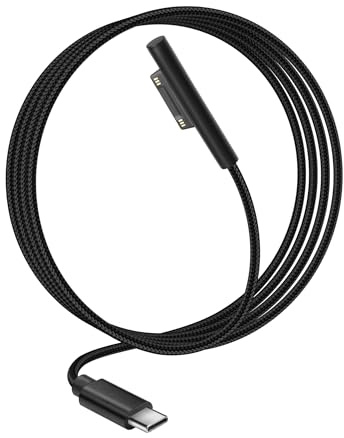 YACSEJAO 15V/3A Surface Connect USB-C Charging Cable - 60W, 2M/6.6FT for Surface Pro 7/6/5/4/3 Go3/2/1 and More