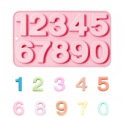 YALiya Moules à Lettres en Silicone, Moule en 3D Lettres 0-9, Moule Bonbon Silicone, Moule Chocolat, Revêtement Antiadhésif, pour Faire Chocolats Alphabet, Biscuits, Gâteaux et Bonbons(Rose)